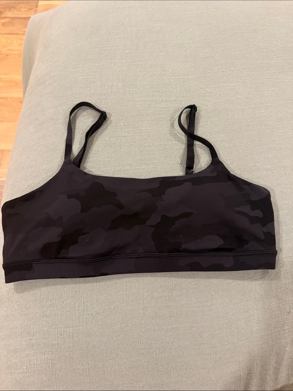 CRZ YOGA Black Camouflage Thin-Strap Sports Bra